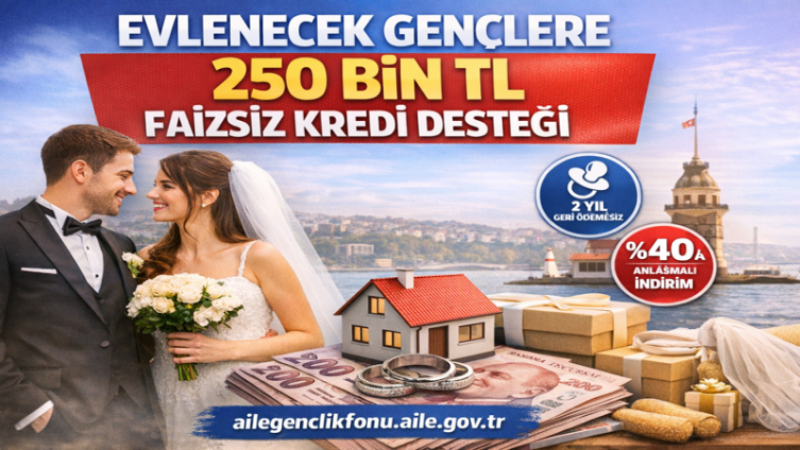 Evlenecek Gençlere 250 Bin TL Faizsiz Kredi Desteği